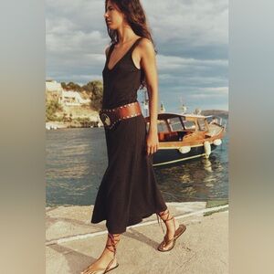 ZARA FLOWY JACQUARD DRESS